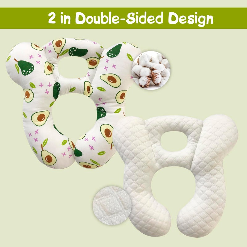 REFLYAWAY Baby Travel Pillow, Infant Kid's Cushion Soft and Skin Friendly for Car Seat, Pushchair and Stroller (White Avocado) - Image 3